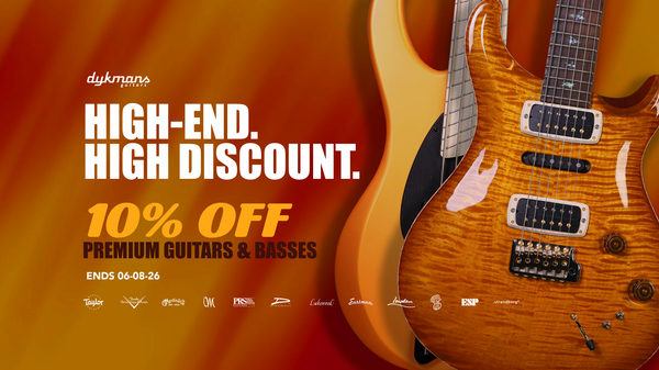 High-End. High Discount. Ontvang nu 10% extra korting op premium gitaren en bassen