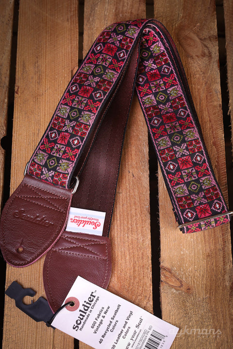 Souldier Guitar Strap Woodstock Pink Burgundy