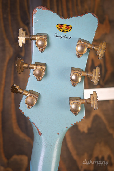 Gretsch Custom Shop 1959 White Penguin Faded Daphne Blue Heavy Relic