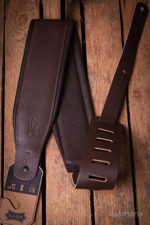 Levy's 2.5" Wide Genuine Leather Guitar Strap - Dark Brown