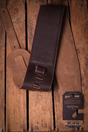Levy's 9 cm Wide Black Garment Leather Bass Guitar Strap - Dark Brown