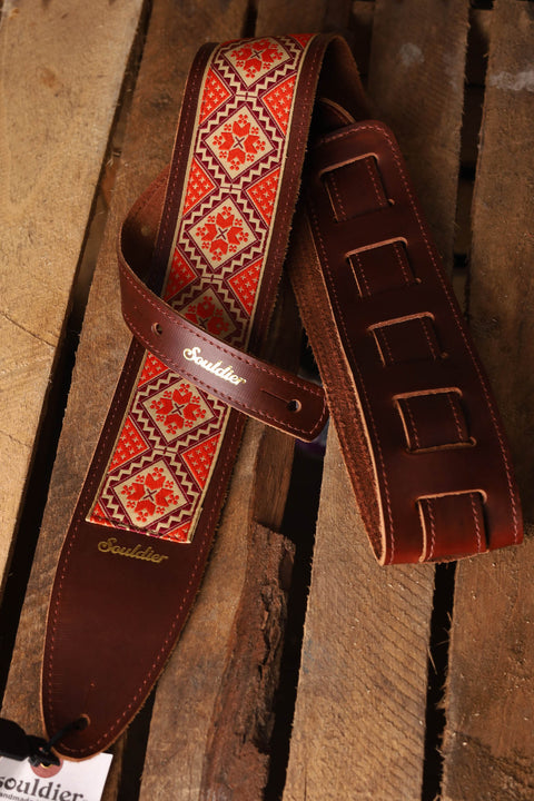 Souldier Guitar Strap Torpedo Rustic Burgundy Orange