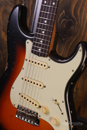 Del-Tone 60s S-Style 3-Tone Sunburst Heavy Aged