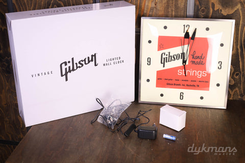 Gibson Vintage Lighted Wall Clock, Handmade Strings